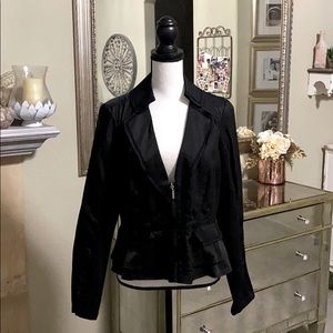 White House Black Market Black Peplum Zip Front Blazer